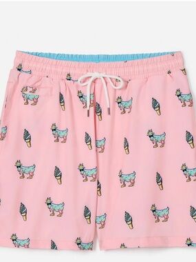 GOAT USA lacrosse medium Pink Novelty Print Swim Shorts with Ice Cream & goats